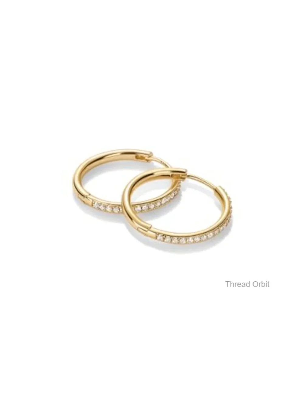 14K Gold Plated Cubic Zirconia Hoop Earrings 925 Sterling Silver Hinged